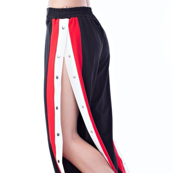 Black Friday Snap Side Wide Leg Track Jogger Pants - Picture 2 of 7